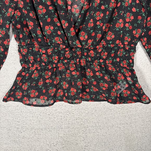 Mi Ami Francescas Top Size L Babydoll Rose Sheer Whimsigoth Dark Fairy Witchy - Picture 7 of 14